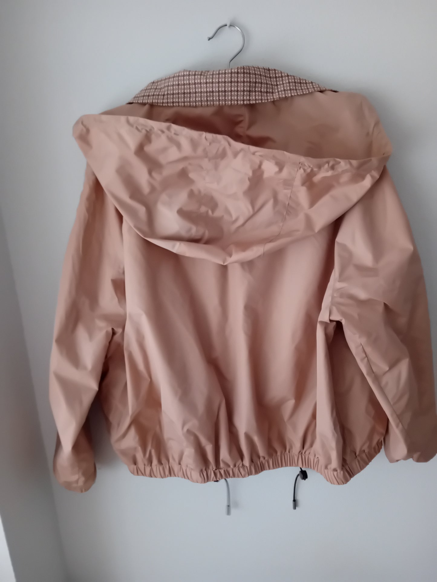 Nude colored mid-season reversible jacket