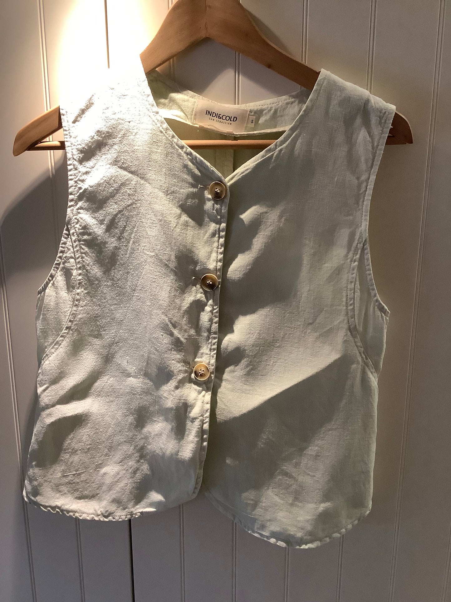 Mint green linen vest