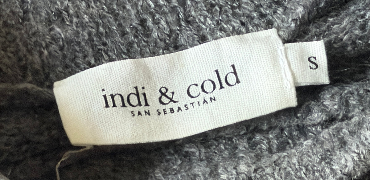 Jersey mohair gris con puños camel