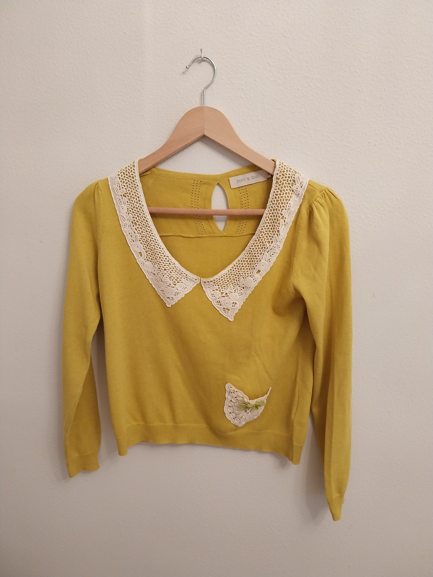 precioso jersey bordado amarillo mostaza