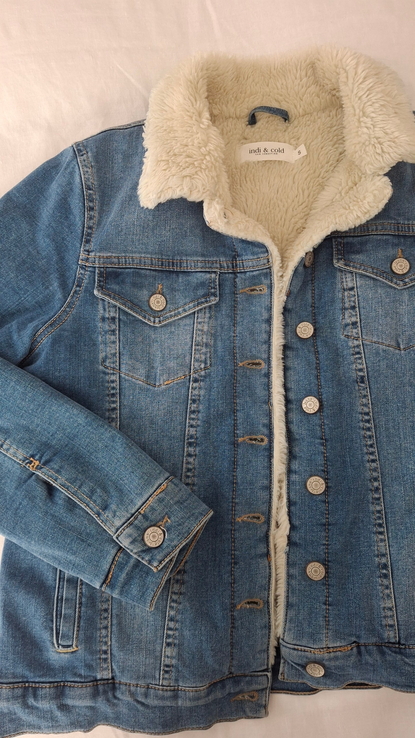 Sheepskin denim jacket