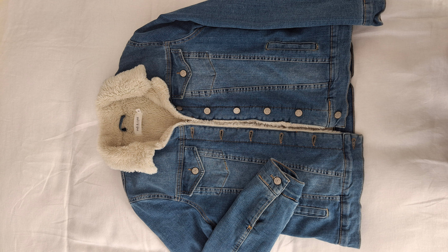 Sheepskin denim jacket