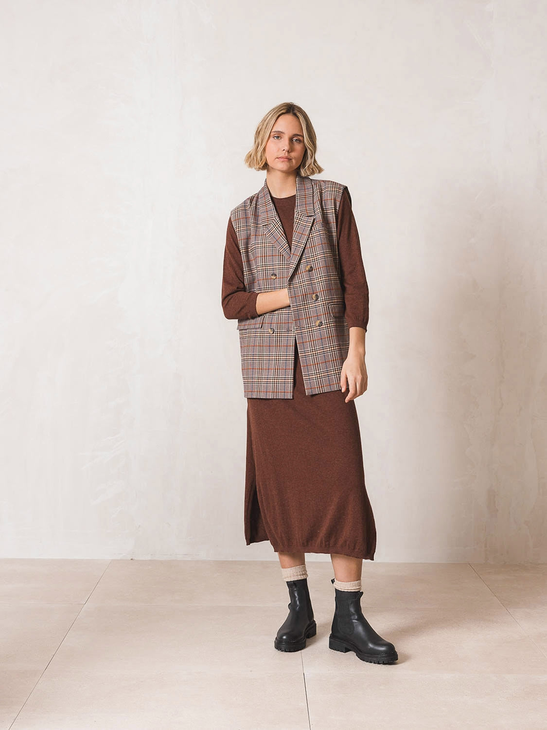 TARTAN CHECK VEST