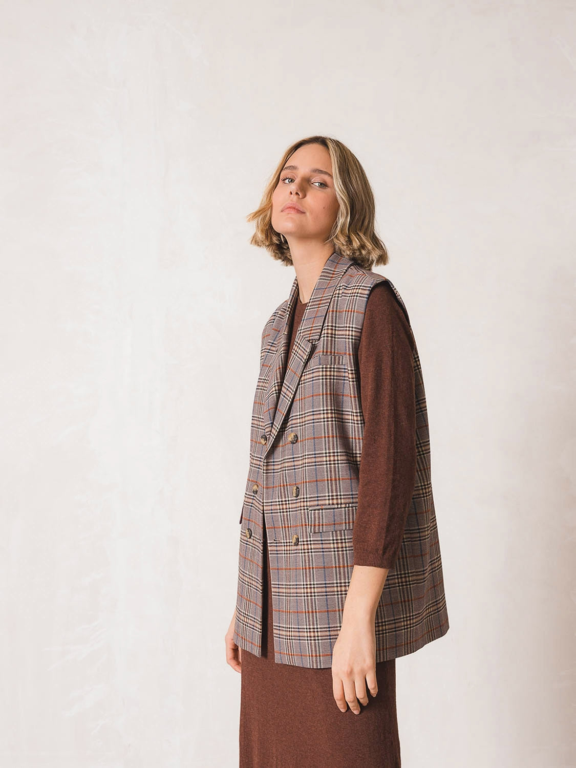 TARTAN CHECK VEST