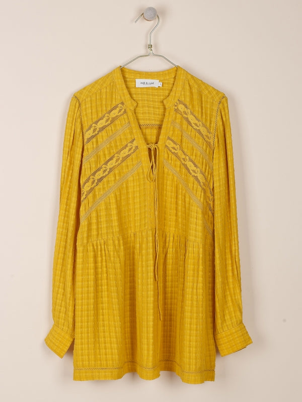 BLUSA LARGA EN VISCOSA CON PUNTILLA
