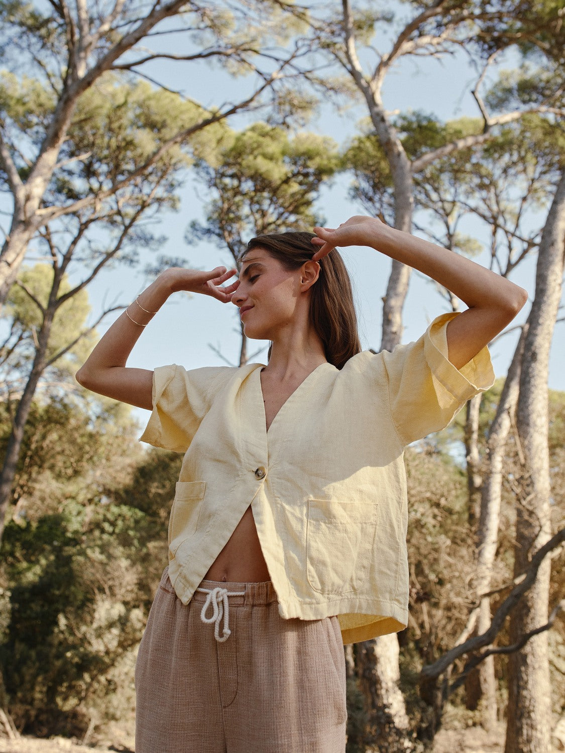 SOBRECAMISA CROP LINO