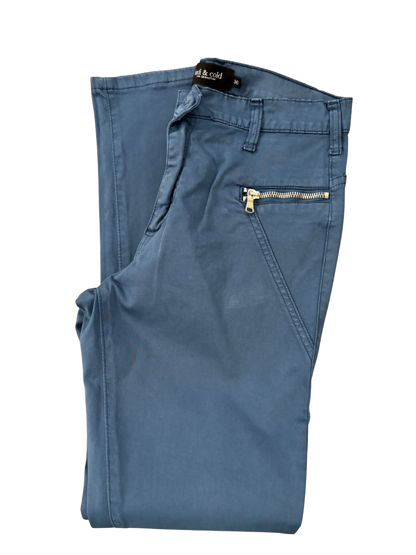 Pantalon zippé, bleu indigo.