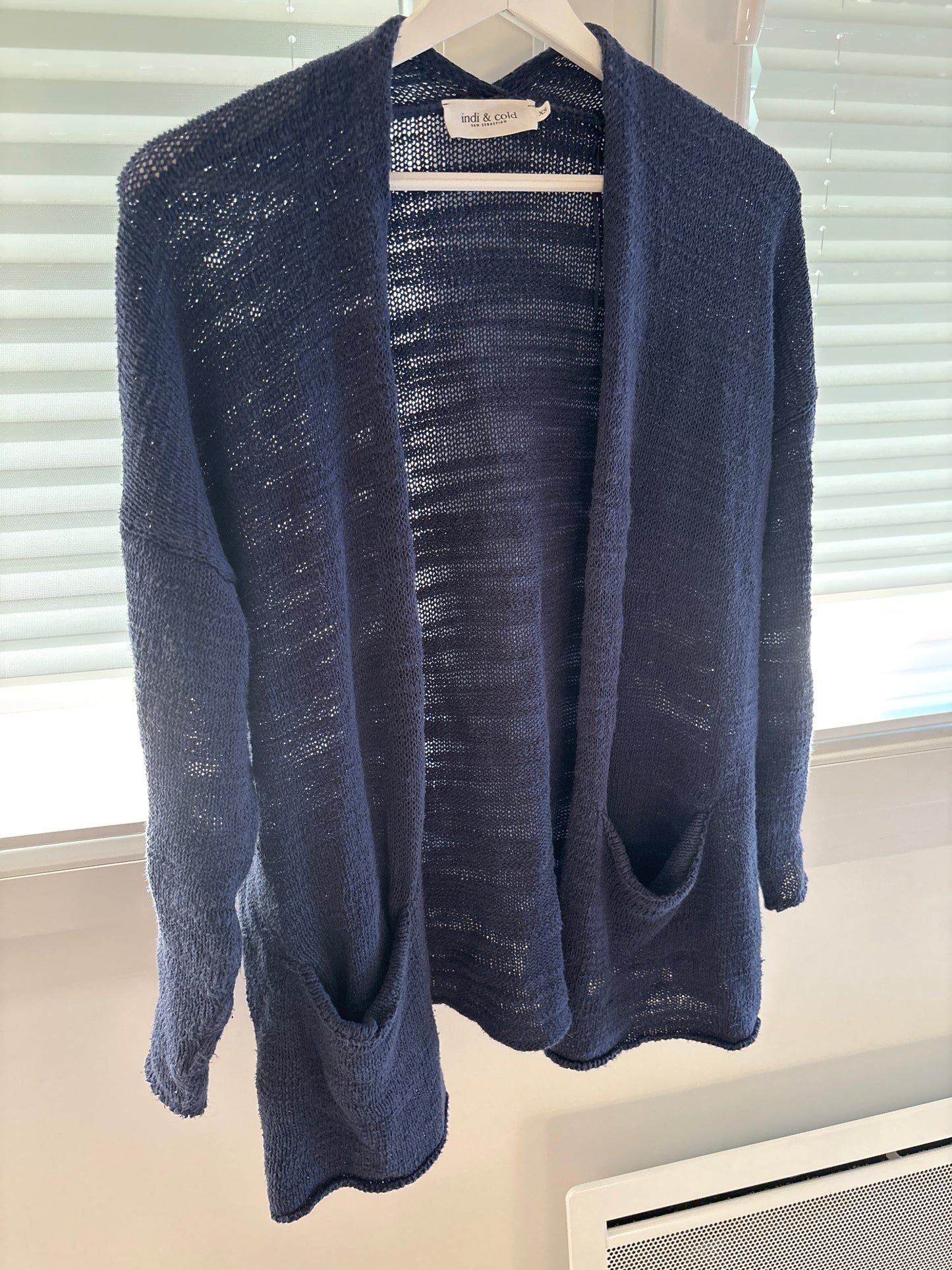 Chaqueta de algodón y lino azul marino
