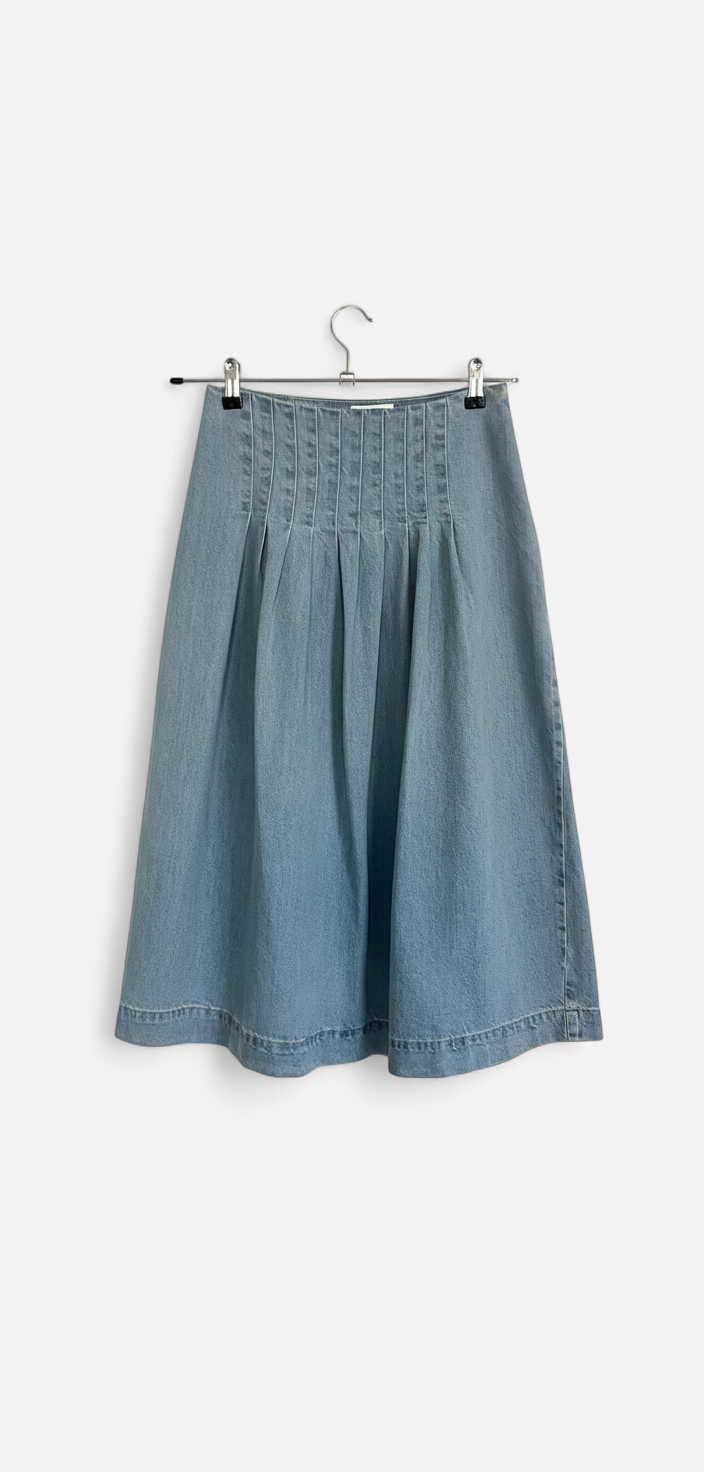 Falda Denim Pliegues
