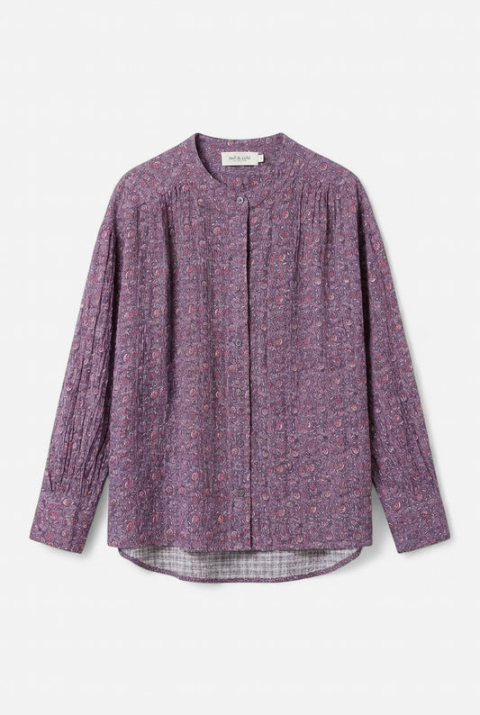 Chemise lilas à fleurs