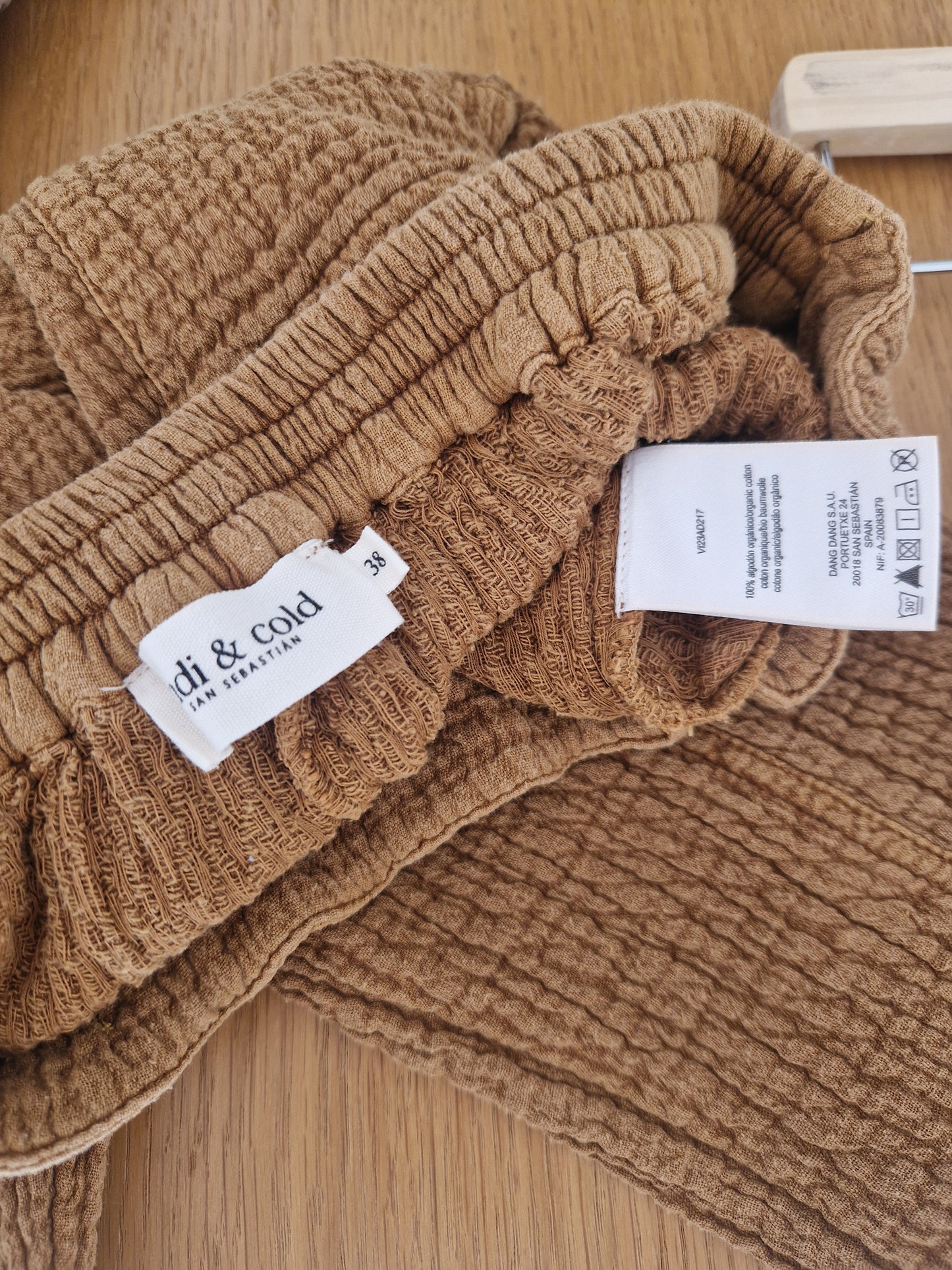 PANTALON EN DOUBLE GAZE DE COTON EFFET USÉ - COLLECTION TERRA