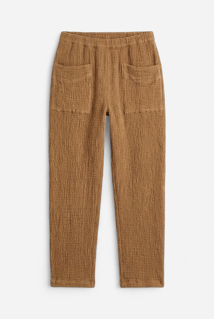 PANTALON EN DOUBLE GAZE DE COTON EFFET USÉ - COLLECTION TERRA