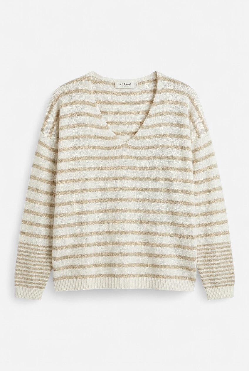 Pull à rayures beige