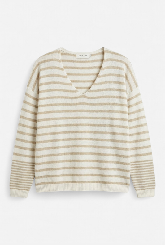 Pull à rayures beige