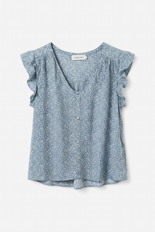 Aqua green T-shirt with white flowers