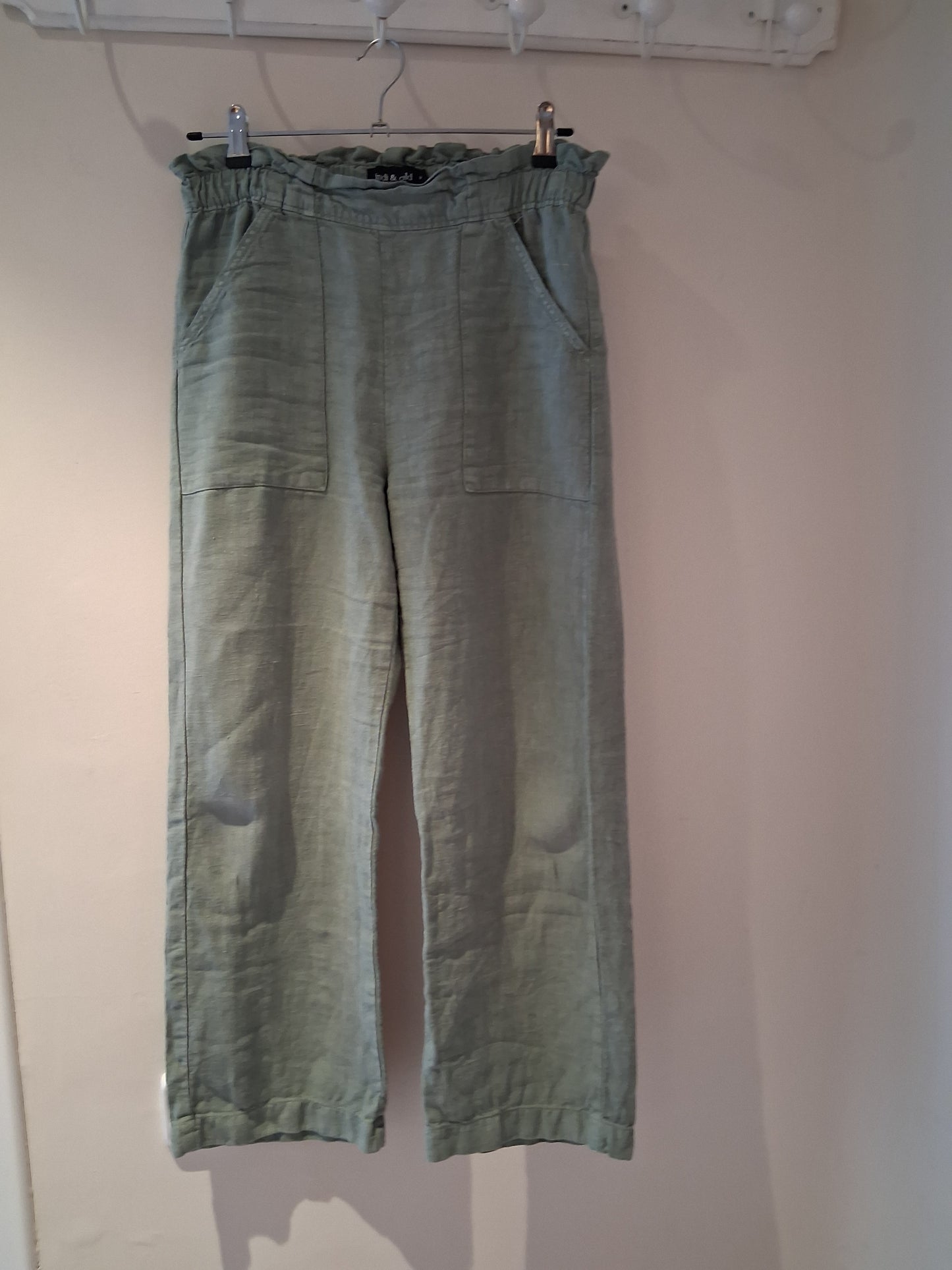 Pantalon lino verde aqua