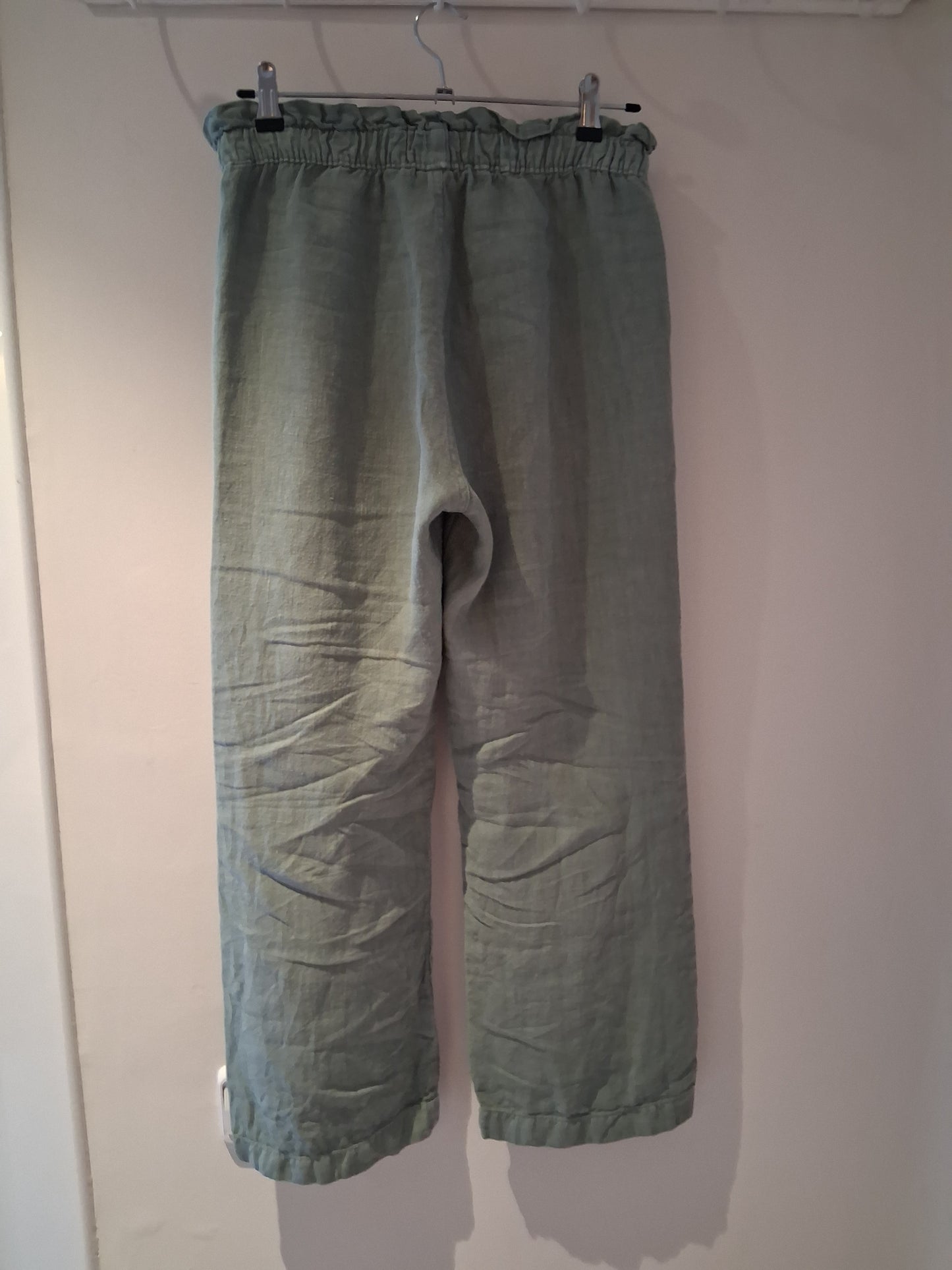 Pantalon lino verde aqua