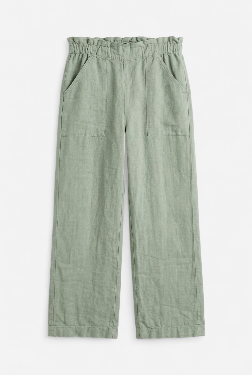 Pantalon lino verde aqua
