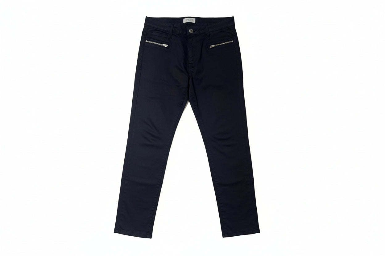 Blue trousers with zips