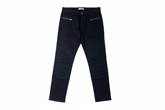 Blue trousers with zips