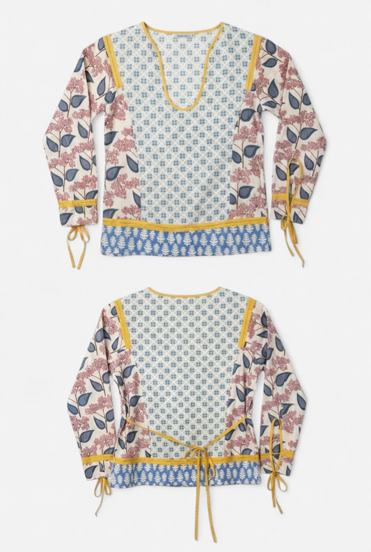 Blouse vintage à imprimés variés