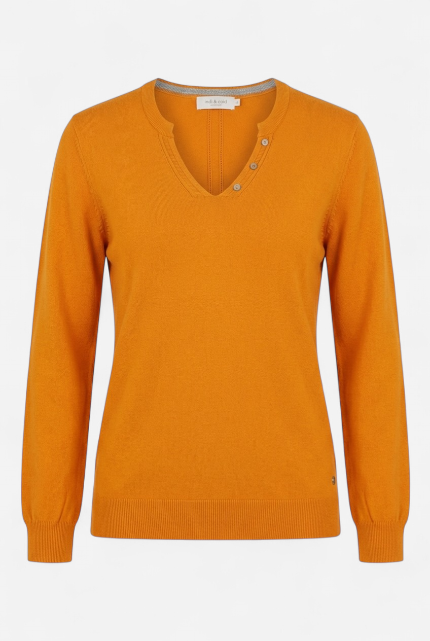 Jersey color mango con detalles en cuello y espalda