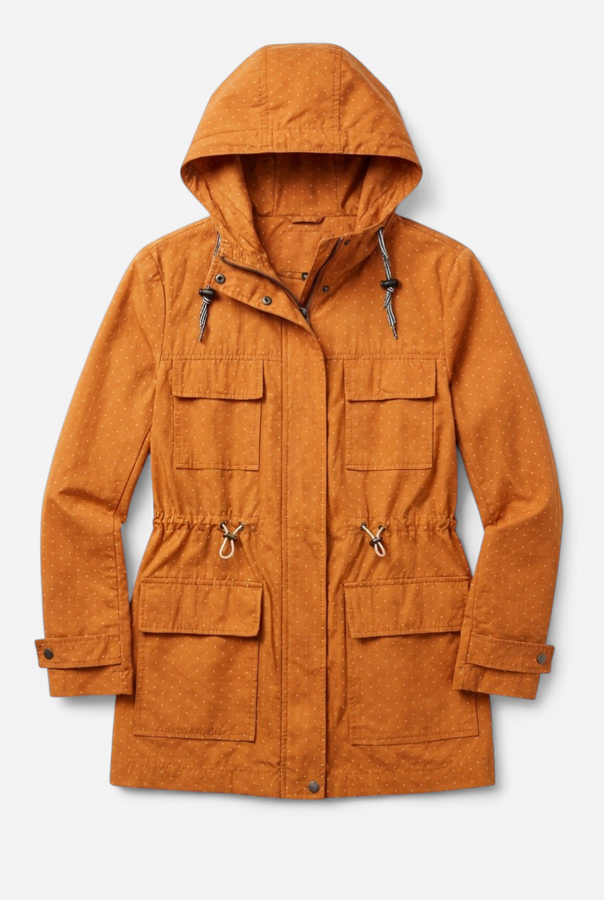 Parka color mango estampado topitos