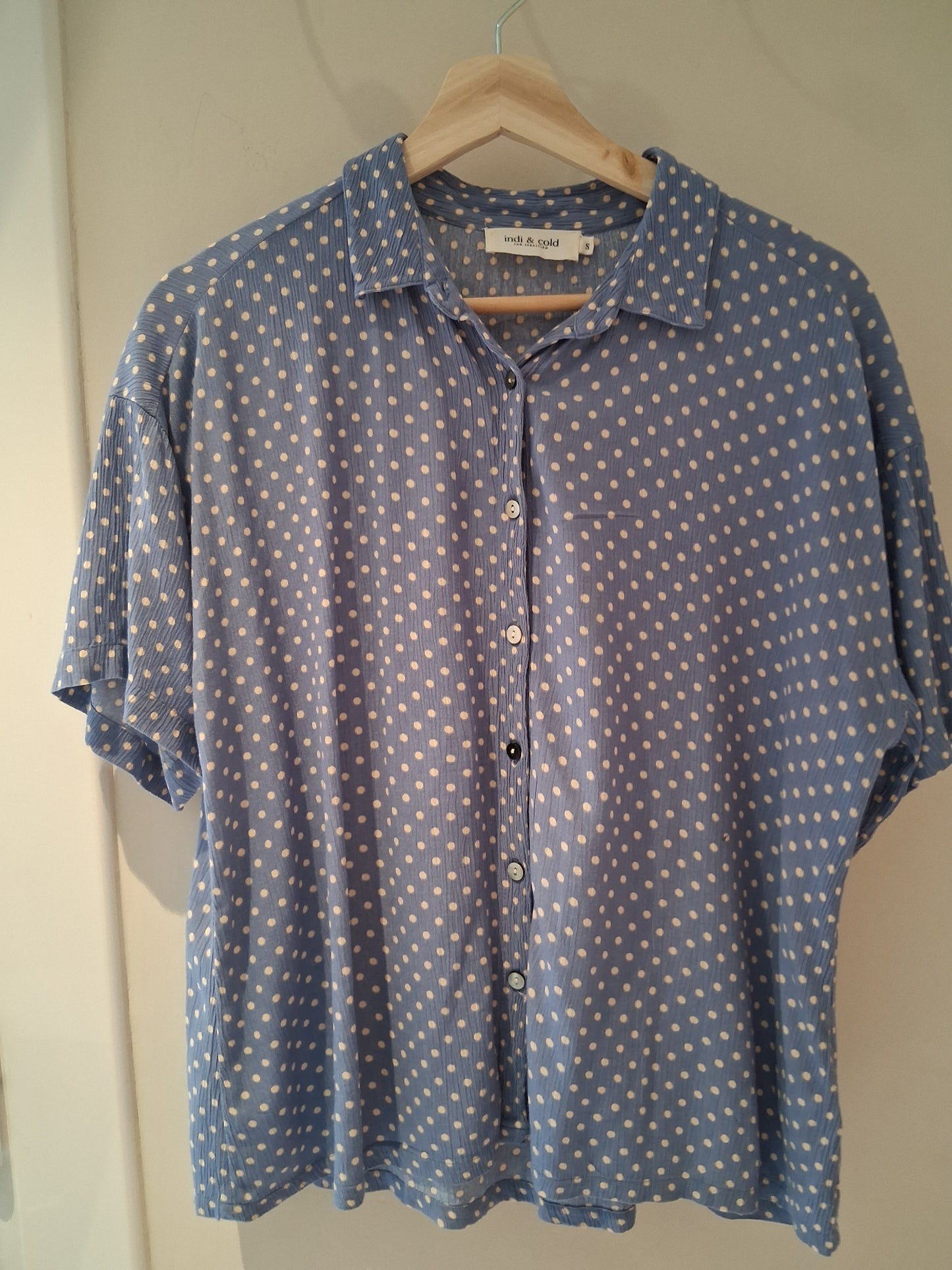 Blue polka dot shirt