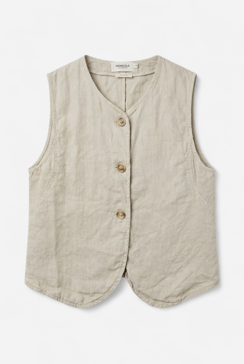Chaleco Lino Crema
