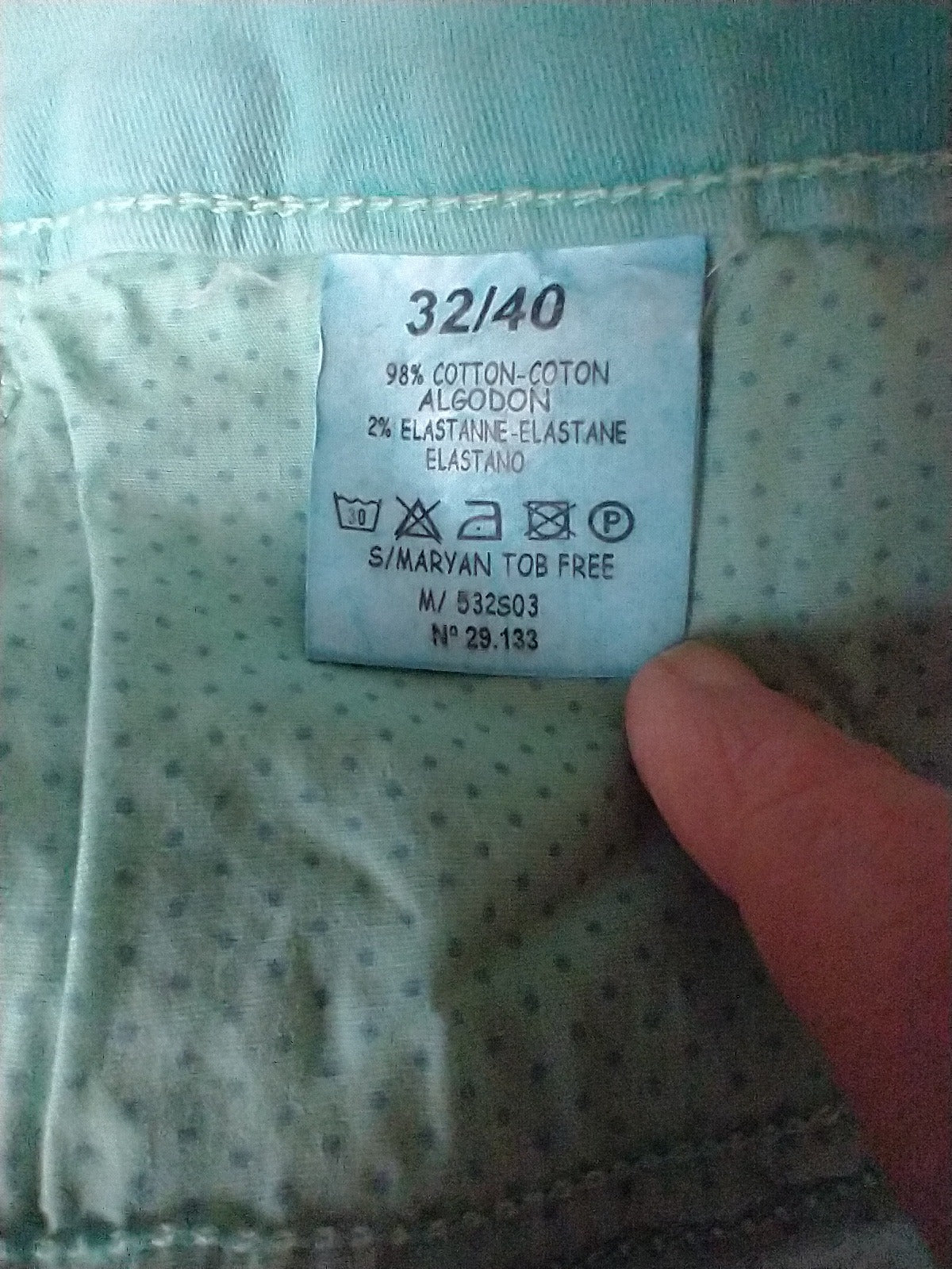 Green summer trousers