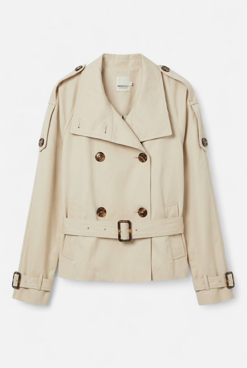 Short beige trench coat