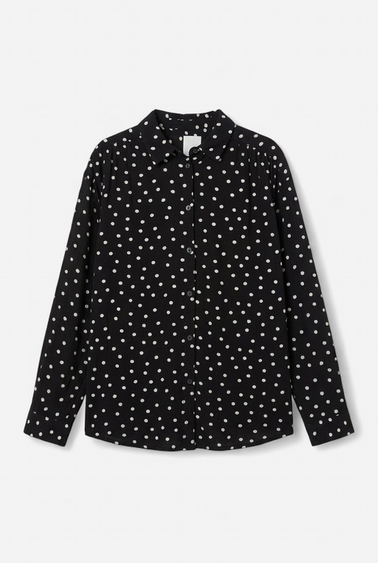 Chemise noire à pois blancs