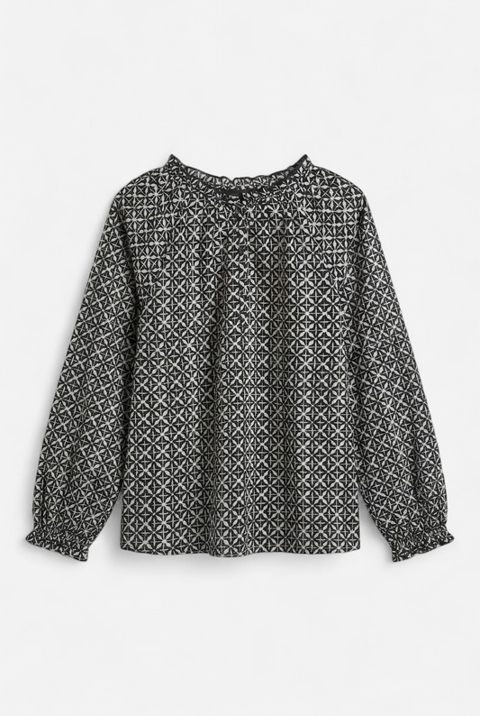 Camisa algodón blanca y negra