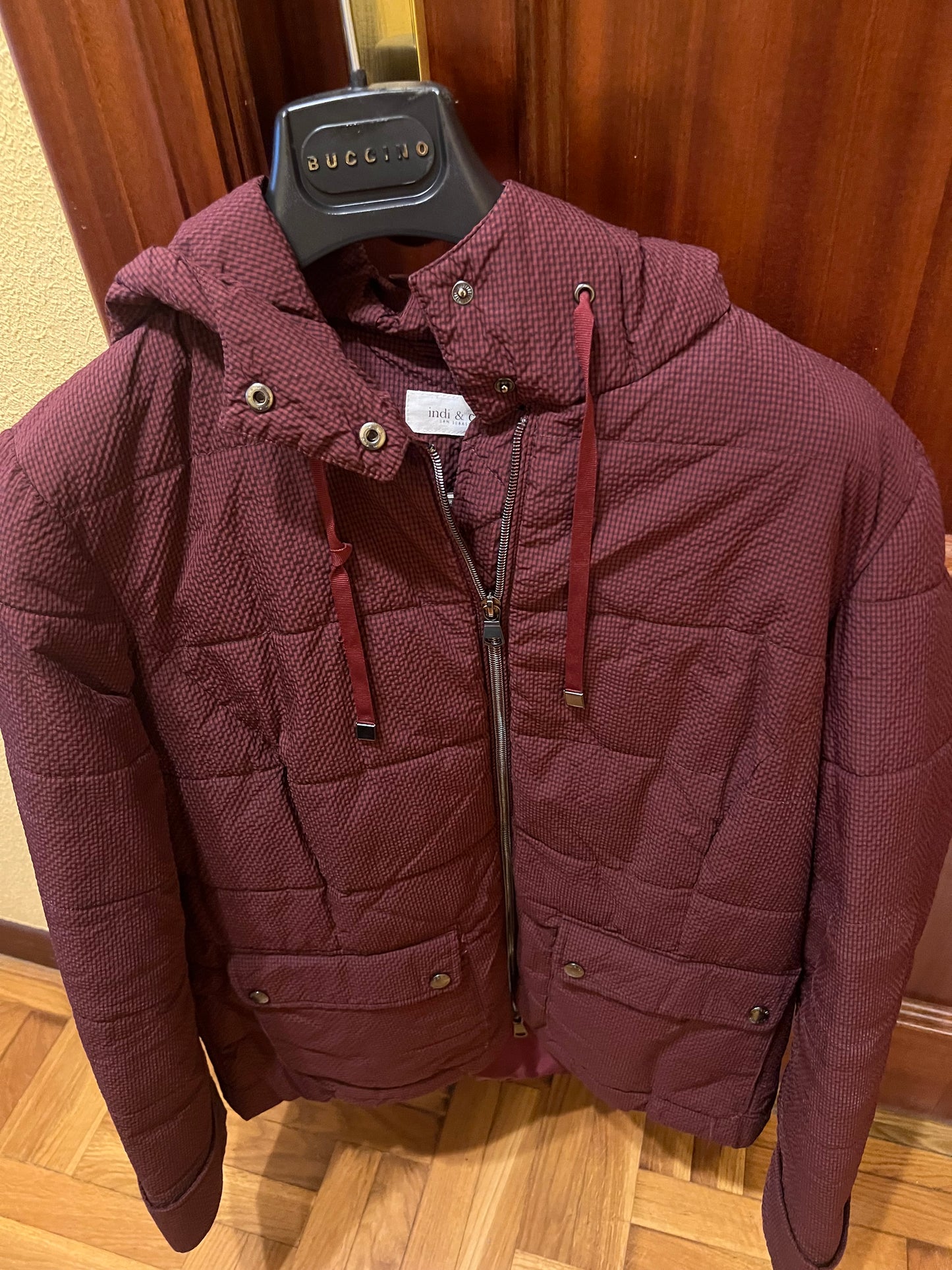 Burgundy down jacket