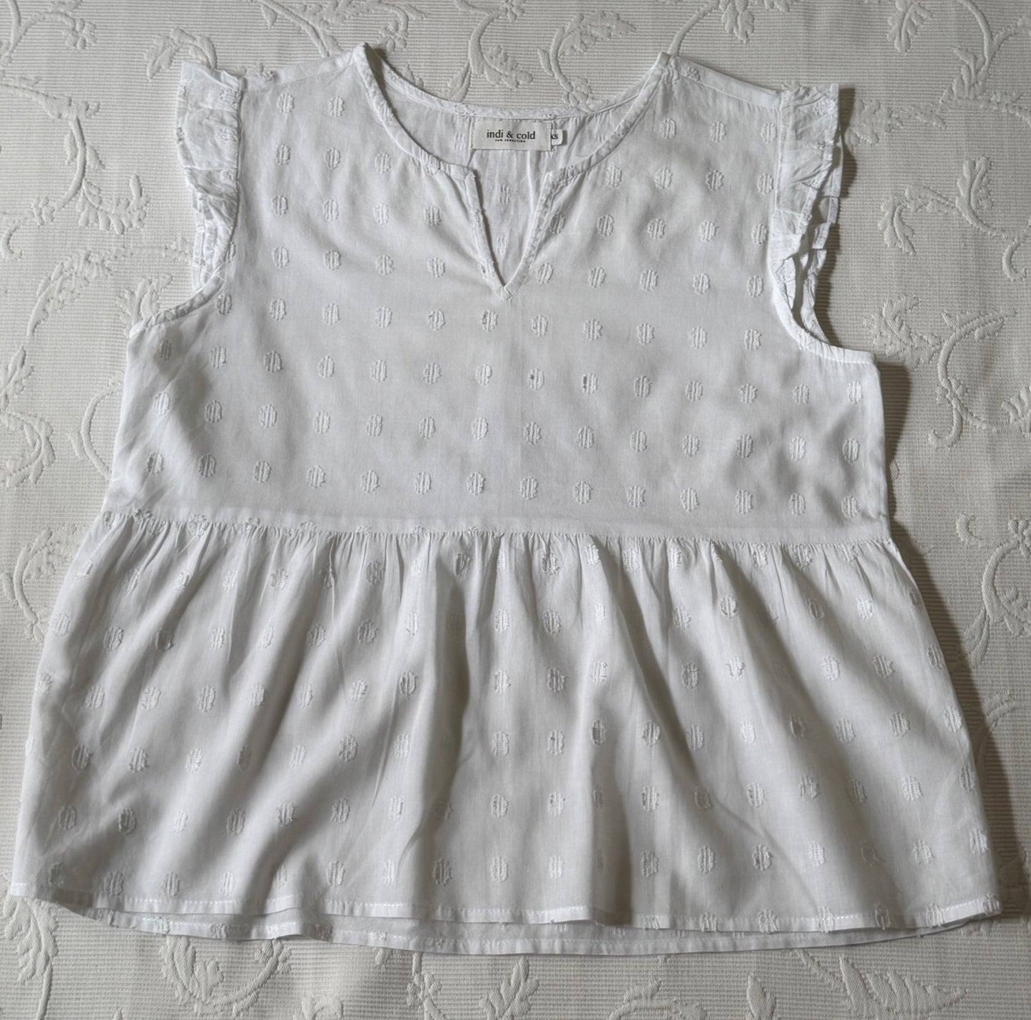 Blouse manches courtes blanche avec broderies