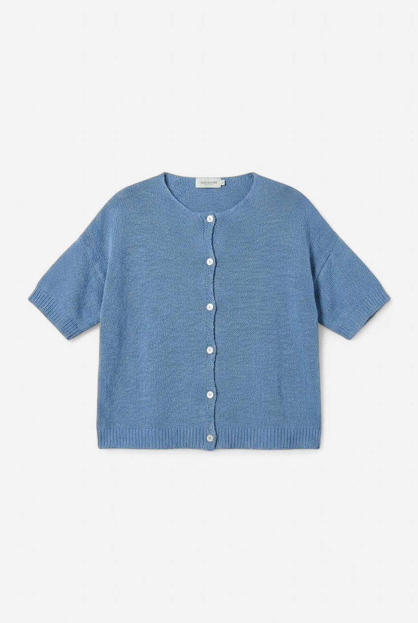 Veste bleu à manches courtes 100 % lin recyclé