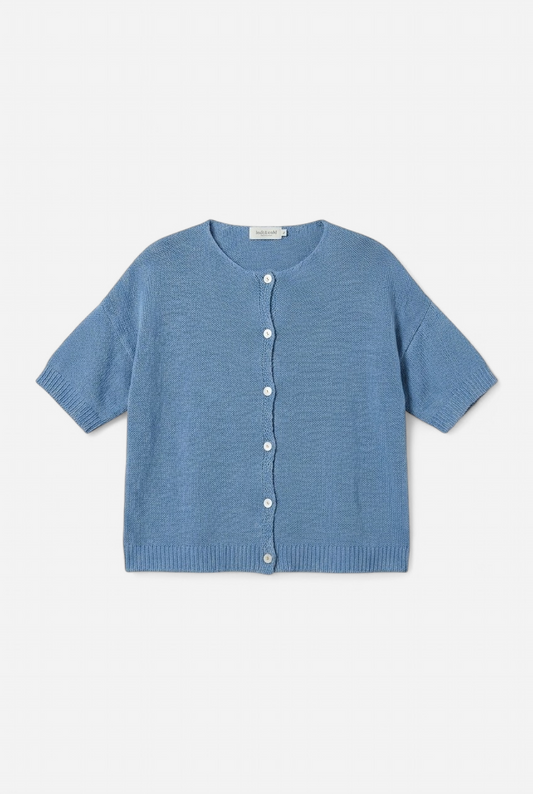 Veste bleu à manches courtes 100 % lin recyclé
