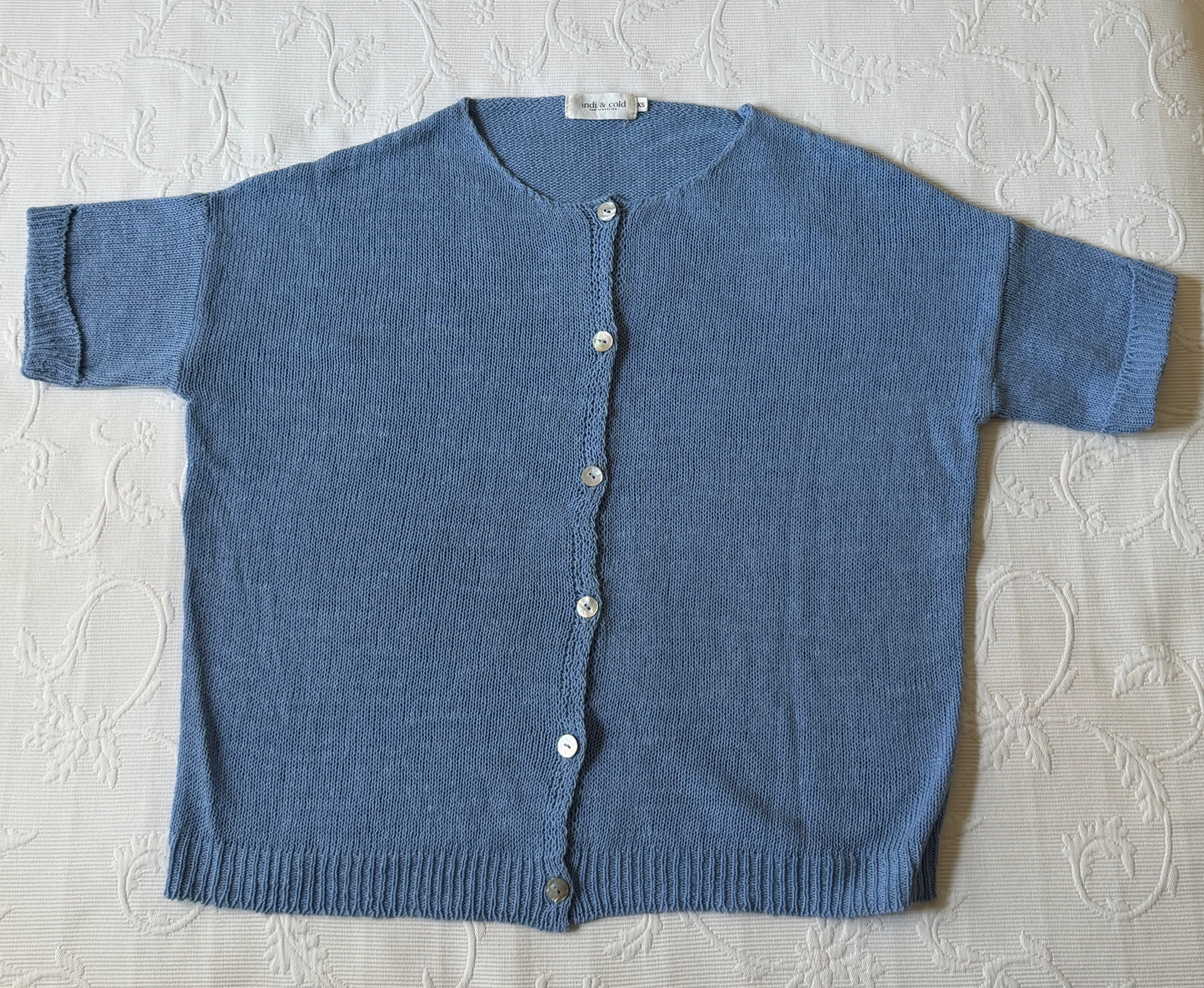 Veste bleu à manches courtes 100 % lin recyclé