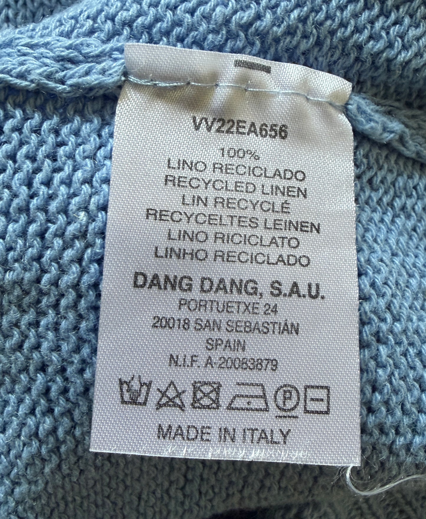 Veste bleu à manches courtes 100 % lin recyclé