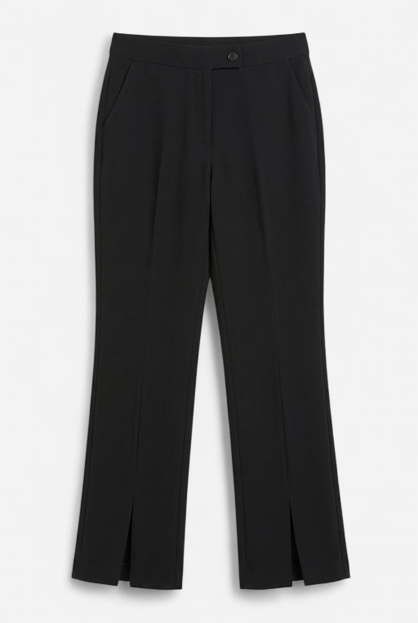 Black fluid dress pants with back slits