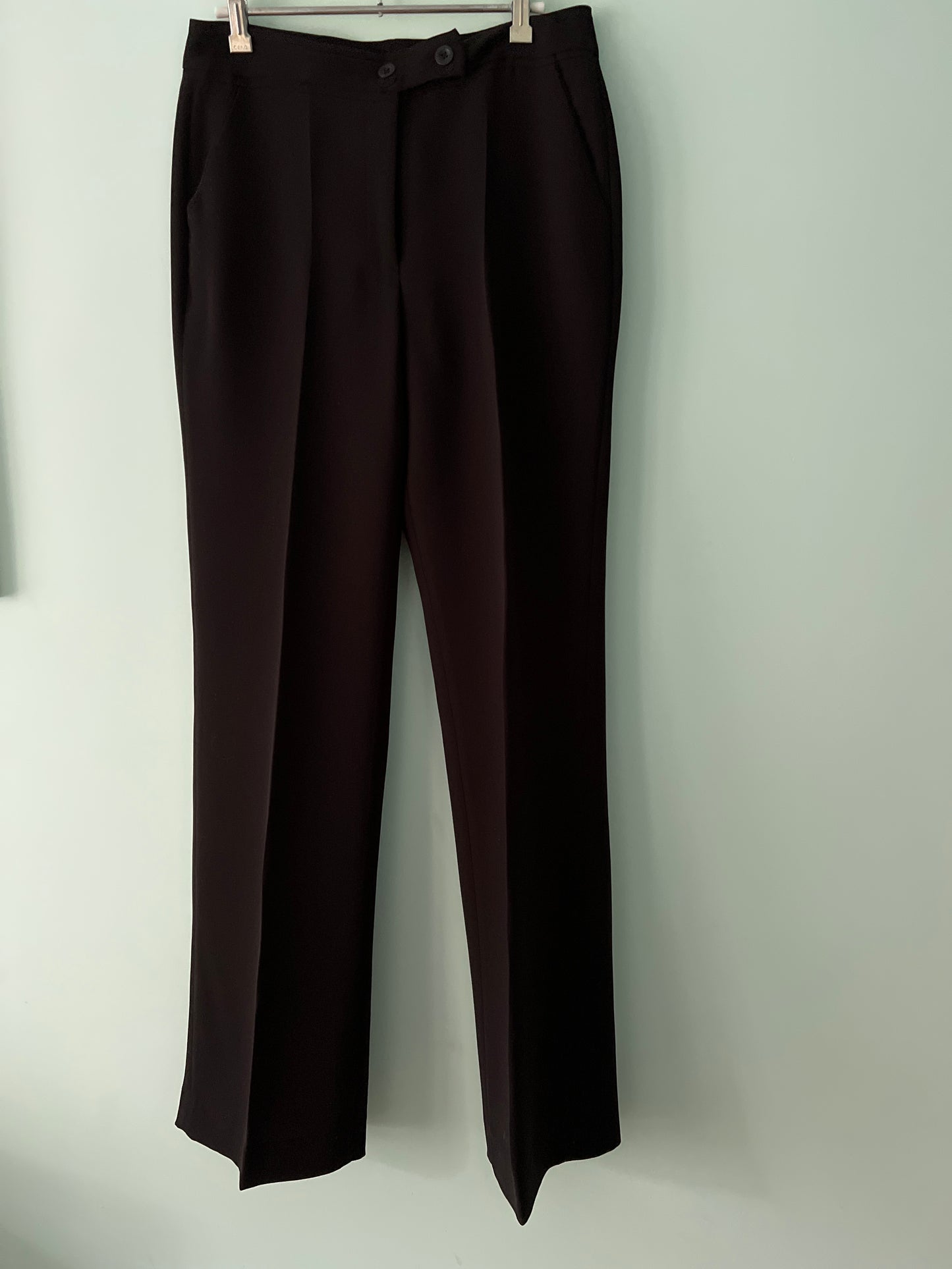 Black fluid dress pants with back slits
