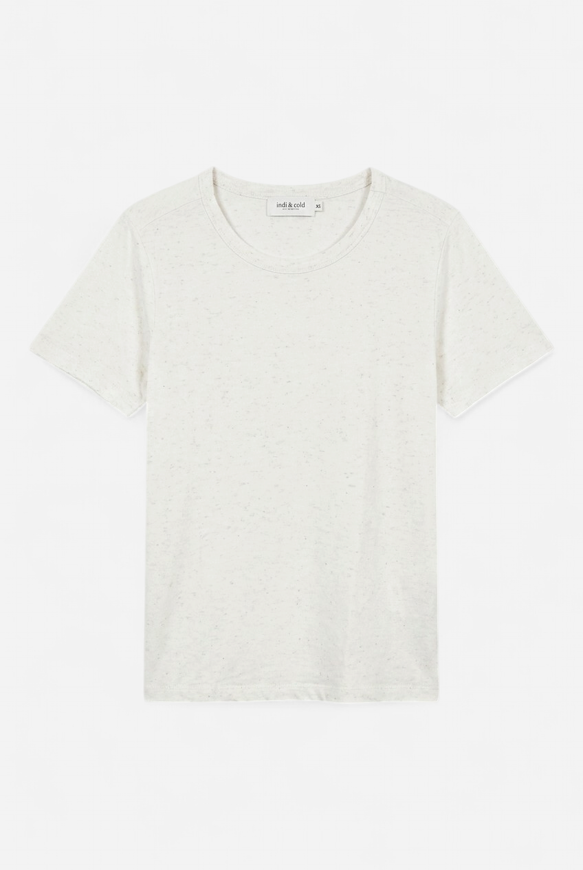 Camiseta beig,jaspeada con marroncito