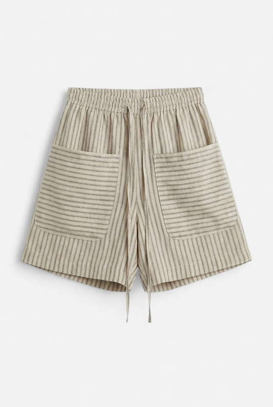 Bermuda beige à rayures