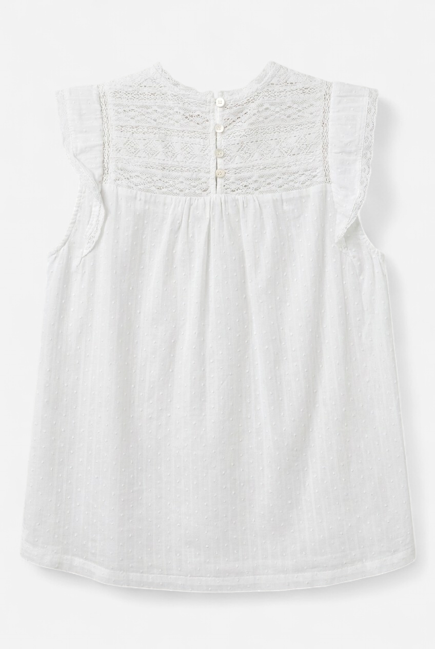 Blouse plumetis broderies romantique