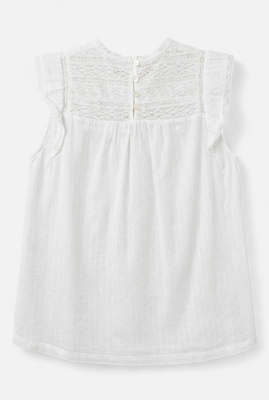 Blouse plumetis broderies romantique