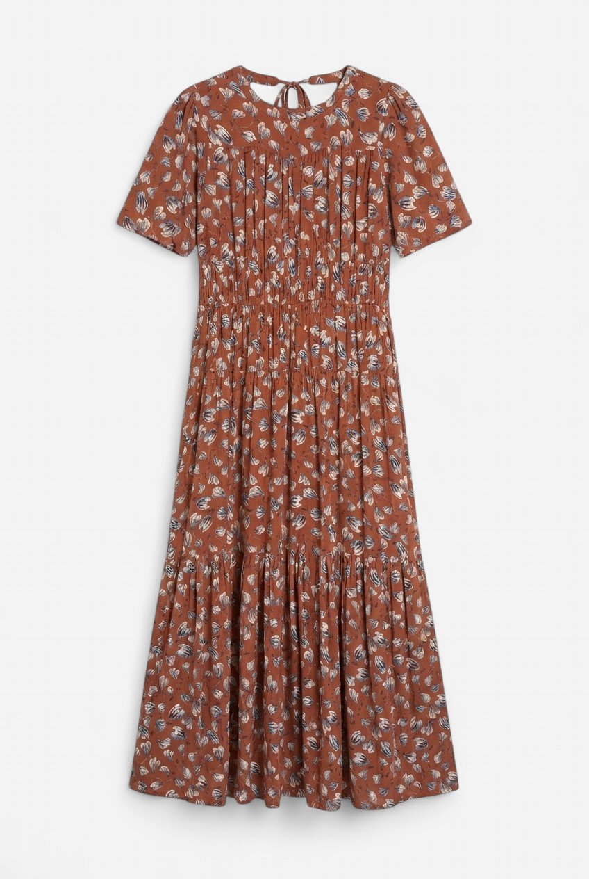 Printed midi dress with open back