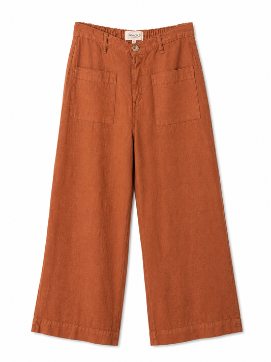 Pantalón lino color óxido