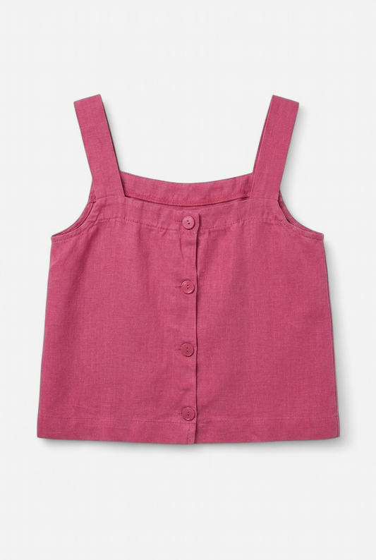 Top fucsia lino