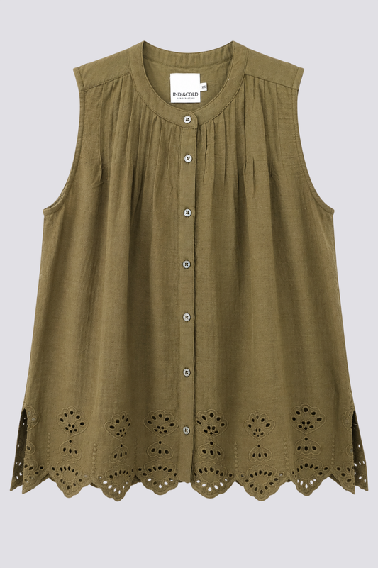 T-shirt/chemise sans manches romantique à broderies