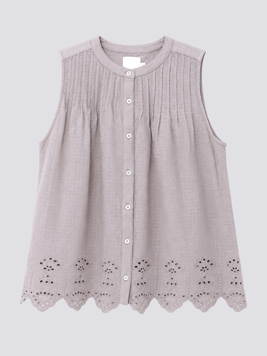 Chemise/t-shirt romantique sans manches brodé